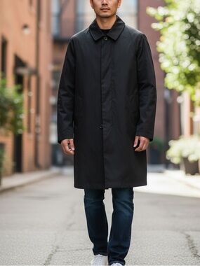 Oak + Fort Black Cotton Blend Button Up Oversized Half Trench Coat Size XXSmall